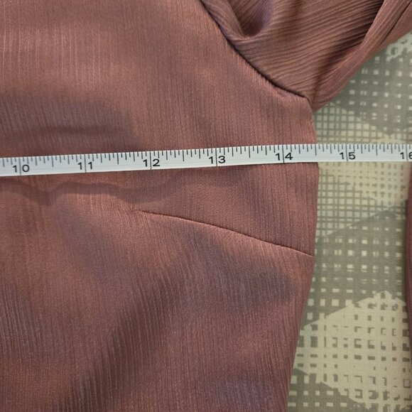 Lovers & Friends Park Top Womens XS Mauve Pink One Shoulder Ruffle Satin Cropped - Picture 7 of 11